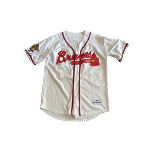 Atlanta Braves Tom Glavine 1995 World Series Champion Jersey White Red Stitching